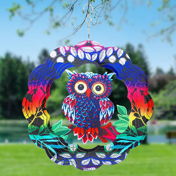 Arlmont & Co. Wind Spinner 12 Inches Owl Hanging Wind Spinner With S